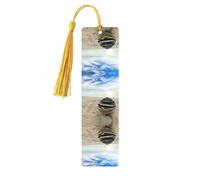 Boat On The Beach Print Wooden Bookmark Bookmarks with Tassels Book Marks for Reading Hardcover Books Notebooks