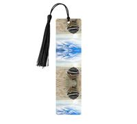 Boat On The Beach Print Wooden Bookmark Bookmarks with Tassels Book Marks for Reading Hardcover Books Notebooks
