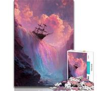 Boat on The Cliff Jigsaw Puzzles for Teenagers 1000 Pieces,Challenging Game And Family Play with Fully Interlocking Randomly Shaped Pieces (50x75cm)