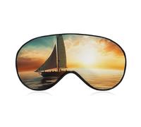 Boat on The Ocean Sleep Mask Light Block-Out Eye Mask for Side Sleeper Pressure-Free Soft Night Blindfold with Adjustable Strap Breathable Sleep Eye Cover for Travel