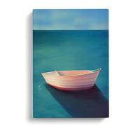 Boat On The Ocean Watercolour No.2 Canvas Print | Gallery Wrapped 30mm Frame Wall Art | 30x20 inches | Ready to Hang | Modern Seascape Picture | Living Room Bedroom Lounge Office