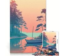 Boat on The River 1000 Piece Jigsaws for Teenagers Thinking Skill Stress Free Fun Neat Edges Cozy Xmas Gift (38X26CM)