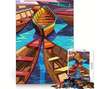 Boat on The River Jigsaw Puzzles1000 Pieces Brain Exercise Leisurely Pursuit Precision Cut Unique Xmas Gift (38X52CM)