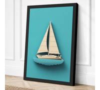 Boat on Turquoise Waters Canvas Wall Art Print 18x12 Inch | Ready to Hang, Gallery Wrapped, Fade-Resistant Inks, Securely Packaged, UK Made