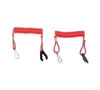 Boat Outboard Motor Kill Stop Switch Set 2pcs with Safety Lanyard Clips Featuring Flexible Retractable Design for Engine Protection