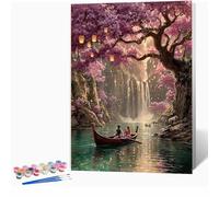 Boat Paint by Numbers for Adults Tree Paint by Numbers Kits, Hobbies for Adults Women, DIY Acrylic Pigment Color Oil Drawing Kits Wall Art for Living Room Decor 40x53 Inch (Without Frame) -LKF0754RO