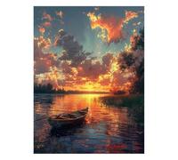 Boat Paint by Numbers Kit for Adults Landscape Acrylic Paint by Numbers 32x24 in Canvas Painting Craft Kits for Kids Wall Decor, Large Canvas Wall Art Painting for Home Decor Gifts for Women JLYH-2782