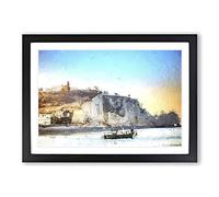 Boat Passing Beachy Head Cliffs Eastbourne Framed Print | A2 Black Framed Wall Art | Ready to Hang | Modern Vehicle Picture | Living Room Bedroom Lounge Office