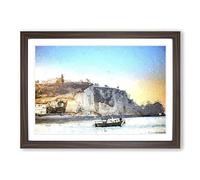 Boat Passing Beachy Head Cliffs Eastbourne Framed Print | A2 Walnut Framed Wall Art | Ready to Hang | Modern Vehicle Picture | Living Room Bedroom Lounge Office