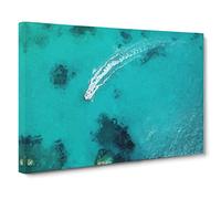 Boat Passing Over the Ocean in Corfu Greece Canvas Print for Living Room Bedroom Home Office Décor, Wall Art Picture Ready to Hang, 30 x 20 Inch (76 x 50 cm)