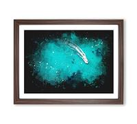 Boat Passing Over The Ocean In Corfu Greece Paint Splash Modern Art Framed Print | A3 Walnut Framed Wall Art | Ready to Hang | Modern Vehicle Picture | Living Room Bedroom Lounge Office