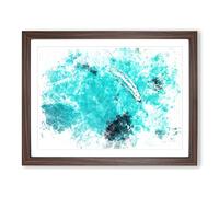 Boat Passing Over The Ocean In Corfu Greece Watercolour Modern Framed Wall Art Print, Ready to Hang Picture for Living Room Bedroom Home Office Décor, Walnut A3 (46 x 34 cm)