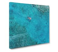 Boat Passing Through The Maldives Canvas Print | Gallery Wrapped 30mm Frame Wall Art | 14x14 inches | Ready to Hang | Modern Seascape Picture | Living Room Bedroom Lounge Office