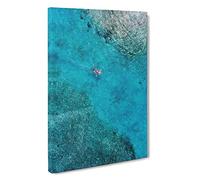 Boat Passing Through The Maldives Canvas Print | Gallery Wrapped 30mm Frame Wall Art | 30x20 inches | Ready to Hang | Modern Seascape Picture | Living Room Bedroom Lounge Office