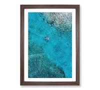 Boat Passing Through The Maldives Painting Framed Print | A2 Walnut Framed Wall Art | Ready to Hang | Modern Vehicle Picture | Living Room Bedroom Lounge Office