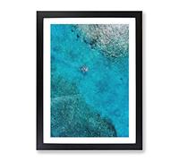 Boat Passing Through The Maldives Painting Modern Framed Print | A4 Black Framed Wall Art | Ready to Hang | Modern Vehicle Picture | Living Room Bedroom Lounge Office
