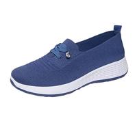 Boat Platform Shoes for Womens Slip On Comfortable Cushion Wide Toe Box Walking Shoe Light Breathable Summer Hiking Knit Sneakers Lightweight Mountain Shoe (Blue, 8)