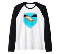 Boat Raft with Oar Rowing River Rafting Graphic Raglan Baseball Tee