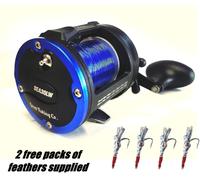 Boat Reel Sea Fishing Level Wind Trolling Multiplier 25lb line 2 SABIKI RIGS