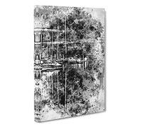 Boat Reflections in Abstract Canvas Print for Living Room Bedroom Home Office Décor, Wall Art Picture Ready to Hang, 30 x 20 Inch (76 x 50 cm)