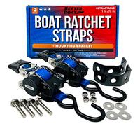Boat Retractable Ratchet Straps Tie Down Strap to Trailer and Transom 1" x 72"