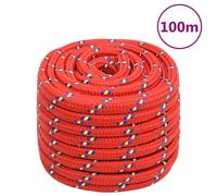 Boat Rope 20mm 100m Red Polypropylene Heavy-Duty Marine Dock Line Strong 2400kg