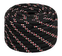 Boat Rope Black 20 mm 50 m Polypropylene Anchor Line Ship Braided Cord vidaXL