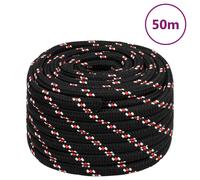 Boat Rope Black/Red 20mm x 50m Polypropylene Braided Marine Dock Line 2400kg max