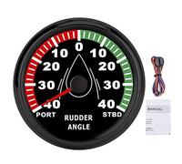 Boat Rudder Angle Meter 85mm IP67 MultiColor Backlit 316L Stainless Steel Adjustable Direction Indicator for Yachts Motor Boats Fishing Boats RVs Construction Vehicles (Cubierta negra de dial negro)