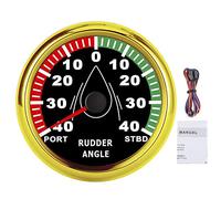 Boat Rudder Angle Meter 85mm IP67 MultiColor Backlit 316L Stainless Steel Adjustable Direction Indicator for Yachts Motor Boats Fishing Boats RVs Construction Vehicles (Marco de oro de fondo negro)