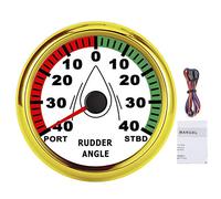 Boat Rudder Angle Meter 85mm IP67 MultiColor Backlit 316L Stainless Steel Adjustable Direction Indicator for Yachts Motor Boats Fishing Boats RVs Construction Vehicles (Marco de oro sobre fondo