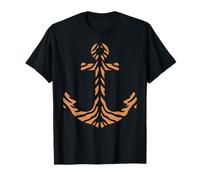 Boat Sailing Nautical Ship Anchor Tiger Skin Print Pattern T-Shirt