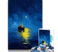 Boat Sailing Under The Starry Sky 1000 Piece Jigsaw Puzzles for Teenagers,Toys Educational Games Stress Relieving Suitable for Desktop Decoration (75x50cm)