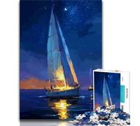 Boat Sailing Under The Starry Sky 1000 Pieces Jigsaw Puzzles for Adults And Teens,Staycation Kill Time Every Piece Is Unique - Challenging Family Fun Game 38x26cm