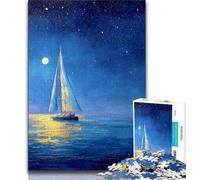 Boat Sailing Under The Starry Sky JigsawPuzzle 1000 Pieces for Adults,Family Game Stress Reliever Difficult Challenge Great Gifts And Toys 38x26cm