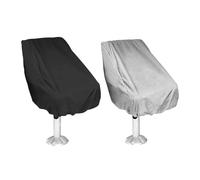Boat Seat Cover 2PCS Rainproof Marine Outdoor Chair Sleeve Protective Foldable(Black+Silver)