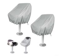 Boat Seat Covers 2 Pack UV Resistant 210D and 420D Oxford Fabric for All Day Exposure Protection Against UV Light Rain Snow and Coastal Airborne Salts (Silver 210D)