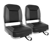 Boat Seats 2 Pack, Folding Boat Seat for Fishing, Waterproof Captain's Chair, Boat Seat 2 Pack, Suitable for Jon/Pontoon/Canoe/Bass Tracker Boat Seats - Unique Colour Design (Black/Grey)