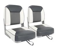 Boat Seats 2 Pack, Folding Boat Seat for Fishing, Waterproof Captain's Chair, Boat Seat 2 Pack, Suitable for Jon/Pontoon/Canoe/Bass Tracker Boat Seats - Unique Colour Design (Gray/White)