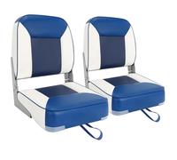 Boat Seats 2 Pack, Folding Boat Seat for Fishing, Waterproof Captain's Chair, Boat Seat 2 Pack, Suitable for Jon/Pontoon/Canoe/Bass Tracker Boat Seats - Unique Colour Design (Blue/White)