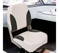 Boat seats 2pc foldable high-back PU/PVC dark grey white 360° swivel 41x36x48cm