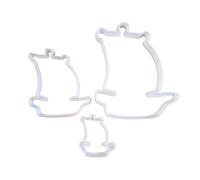 Boat Ship Pirate Sail Shape Cookie Cutter Dough Biscuit Pastry Fondant Sharp Stencil Yacht Beach Seaside Ocean Sea Side Marine (Set of 3)