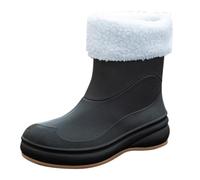 Boat Shoes Unisex Half Height Barefoot Wellington Boots Wide Shaft Rubber Ankle Boots Wellington Boots Lightweight Adult Breathable Walking With The Dog, black, 7 UK