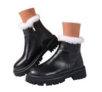Boat Shoes Women's Short Snow Boots Lined Warm Ankle Boots Winter Fashionable Winter Boots Outdoor Ankle High Slip Boots Short Boots Riding Boots for Cold Days, Black (black 2), 4.5 UK