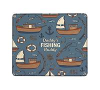 Boat Small Mouse Pad, Nautical Vintage Anchors Fish Summer Blue Square Rubber Smooth Portable Cloth Mousepad Idea for Home Office Desk Laptop Gamers Gift Square 8x10 Inch
