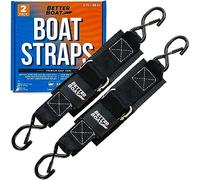 Boat Tie Down Straps, 2 Inch x 48 Inch, Heavy Duty Manual Buckle Clasp, Short Transit Tiedown for Trailer, Boat, Jet Ski, and Boating Accessories, 4 Ft with Clip Without Ratchet