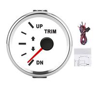 Boat Trim nce Meter, Marine Trim with Red Back, IP67 LCD Di for Yacht Ship, less Steel Housing with Plated Pla, 9 32V (White Dial Silver Cover)