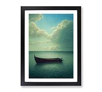 Boat Under The Clouds Framed Print | A4 Black Framed Wall Art | Ready to Hang | Modern Vehicle Picture | Living Room Bedroom Lounge Office