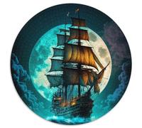 Boat Under The Moon Adult Jigsaw Puzzles 1000 Pieces Puzzles for Adults Brain Teaser Game, Interactive Family Game, Suitable for Ages 14+ 67.5x67.5cm