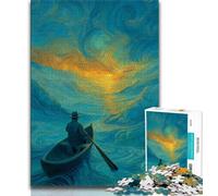 Boat Under The Night Sky 1000 Piece Jigsaw Puzzles for Adults Gifts,Family Game Stress Reliever Difficult Challenge Secret Santa Gifts (38x26cm)